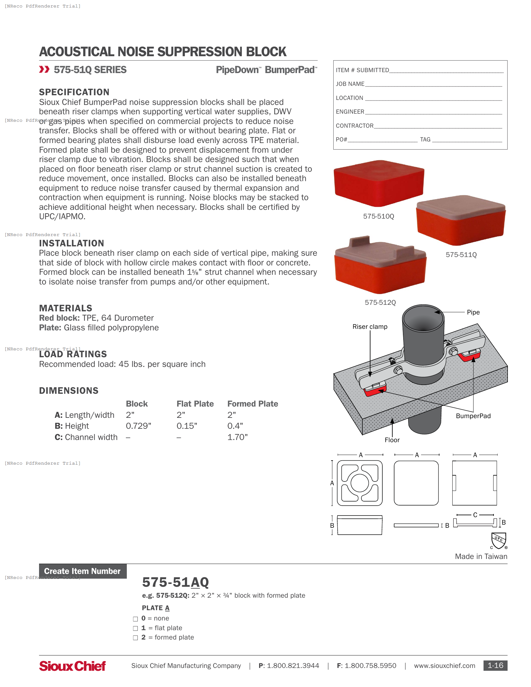 575-51 SERIES - PIPEDOWN BUMPERPAD - SPEC SHEET.PDF Specification Document